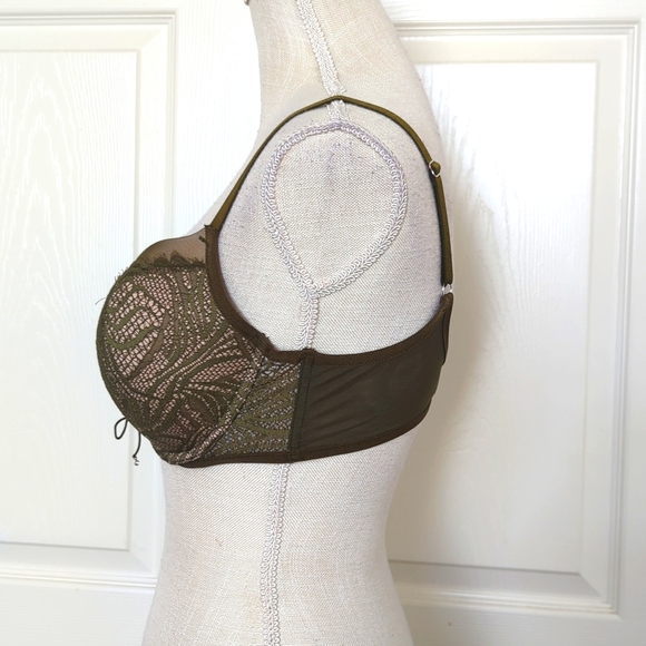 Victoria's Secret Bra Very Sexy Push-Up Pigeonnant Olive Green Lace Bra 36D - Picture 3 of 9